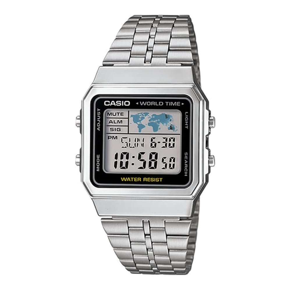 Casio Базовые цифровые часы A500WA-1 из нержавеющей стали Водонепроницаемые Кварцевые