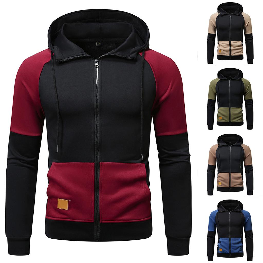 Men‘s Zipper Pullover Long Sleeve Hooded Sweatshirt Tops Blouse
