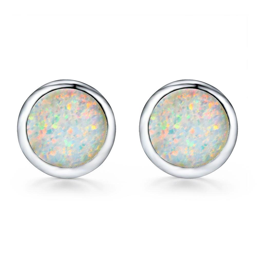 Hot Sale White Opal Stud Earrings Round Earrings Simple Personality Jewelry Versatile