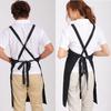 Simple, Solid Color Apron with Cross Back, Water-repellent, Non-iron, and Wrinkle-resistant, Unisex (black)