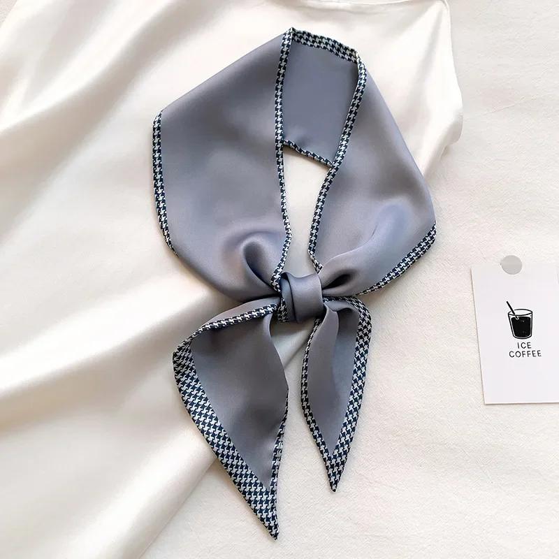 Модный принт шарф с лентой для волос, женский шейный галстук, сумка, шарфы, атласные шелковые узкие платки, женские платки с цветочными полосами, новинка 2022 года