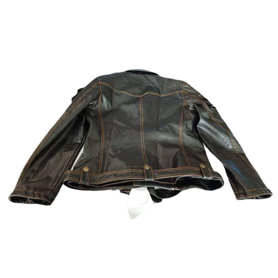 Мужская осенне-зимняя персонализированная кожаная куртка Slim Fit Multi Pocket Zipper Jacket