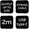 Кабель USB Type C, 2 м