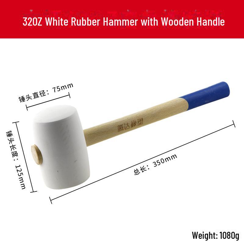 Тенгда Резиновая киянка с рукояткой из массива дерева для укладки плитки и пола