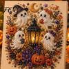 Non Scary Halloween Decor Projects Faux Pearl Painting Kit, Cute Ghost 3D Art DIY Cozy Autumn Home Decoration Kit for Adults, Christmas Craft Festive