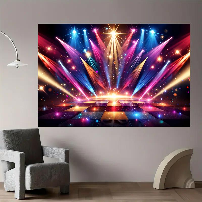 1PC, colorful stage lighting effects, party decoration, indoor/outdoor photography background banner