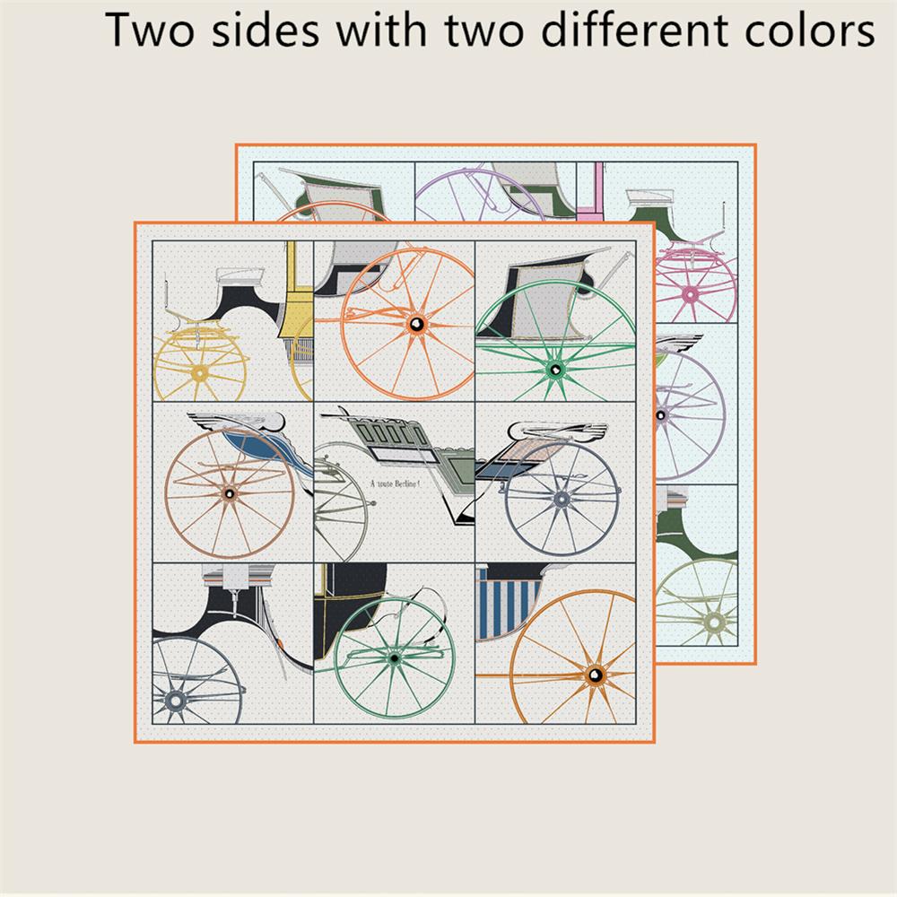 POBING Curled Twill Silk Scarf Women Funny ICE CREAM Double Side Printed Square Scarves Wraps Echarpes Foulards Femme Hijab 70CM