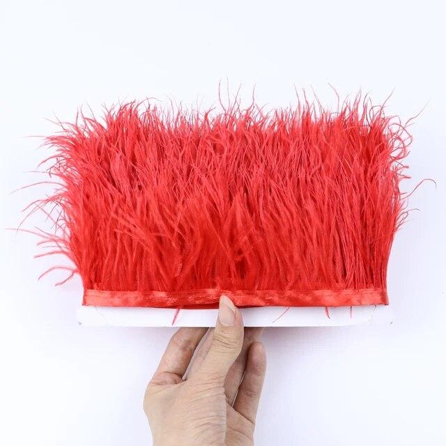 Цветная страусиная отделка 6-8 см, 1 м, 5 м, 10 м для поделок, свадебное платье, украшение одежды, лента с бахромой из перьев, отделка для шитья Flecos