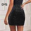 Женская мини-юбка с высокой талией, короткая юбка с пайетками, сексуальный стиль, облегающая бедра, блестящая юбка, вечеринки, свадьбы, клубы, одежда