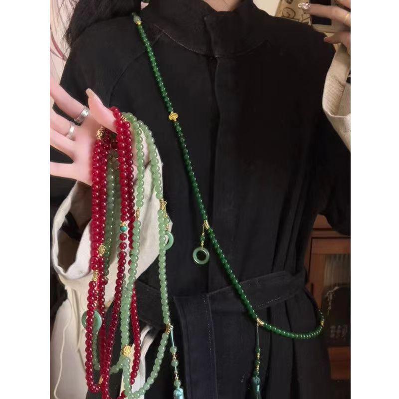 108 Bead Long Crossbody Necklace: Chinese-Style Ancient Cheongsam & Sweater Chain