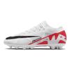 Nike Mercurial Vapor 15 Pro Круглый носок Шнуровка HG (Резиновые короткие шипы) Прочные футбольные бутсы Унисекс Футбольные бутсы Бело-красные DJ5602-600
