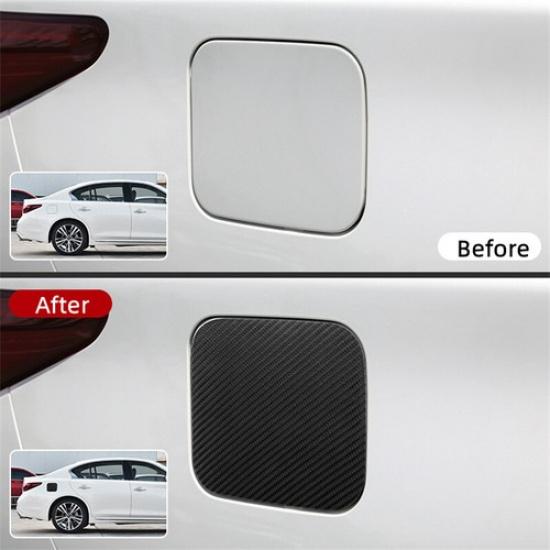 Rear Bright Carbon Fiber Car Side Fuel Tank Sticker For Infiniti Q50 Q60 18 19