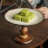 Ретро Деревянная Тарелка для Фруктов Высокая Поднос Бытовая Керамическая Тарелка для Выпечки Фруктов Украшение на Новоселье Новый Дом Экспорт