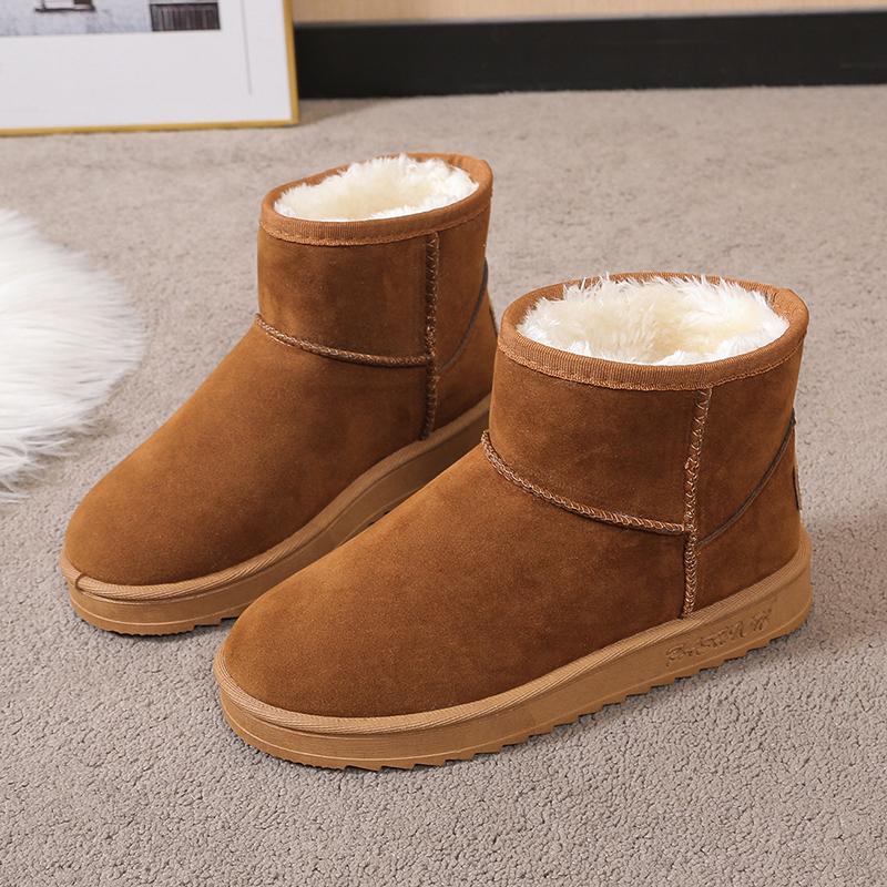 2024 New Women's Snow Boots Comfortable Warm Plush Ankle Boots Women Thickened Fluff Winter Ladies Shoes Flat Platform Shoes Boots Woman