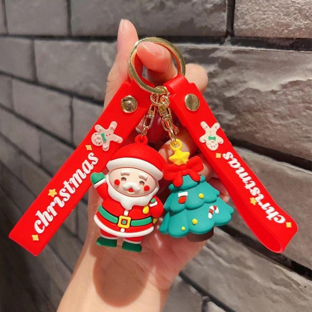 Ornaments Santa Claus Christmas Series Keychain 3D Doll Keychain Car Keys Ring New Year Keychain