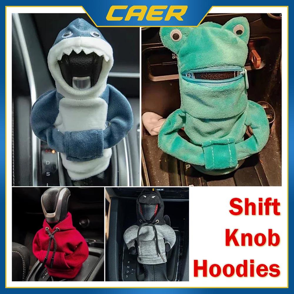 CAER Car Hoodie Handle Cute Shark Frog Bat Cover Short Plush Gear Switch Knob Lever Hoodie Handle Car Interior Accessories