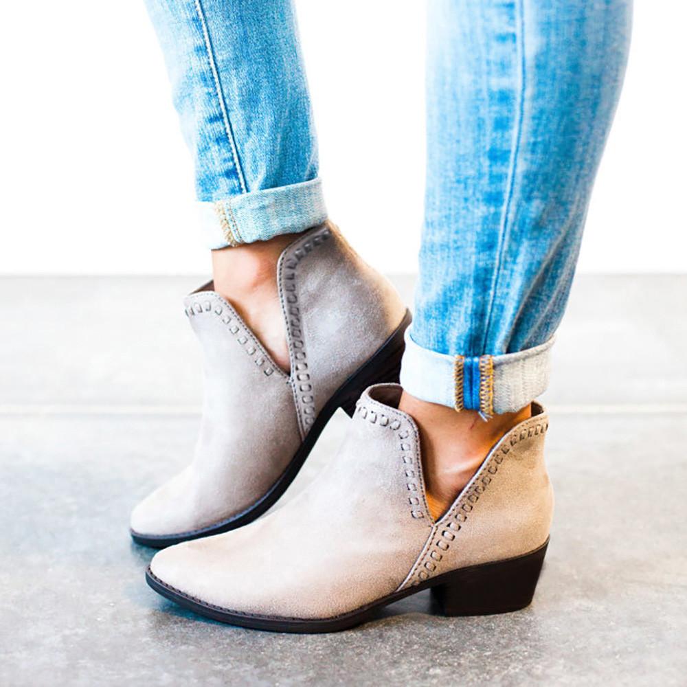 Мода zapatos mujer tacon 2024 Женская Осенняя Обувь Ботильоны Твердые Romon Короткие Сапоги Одиночные Туфли bota feminina salto НОВЫЙ hh9