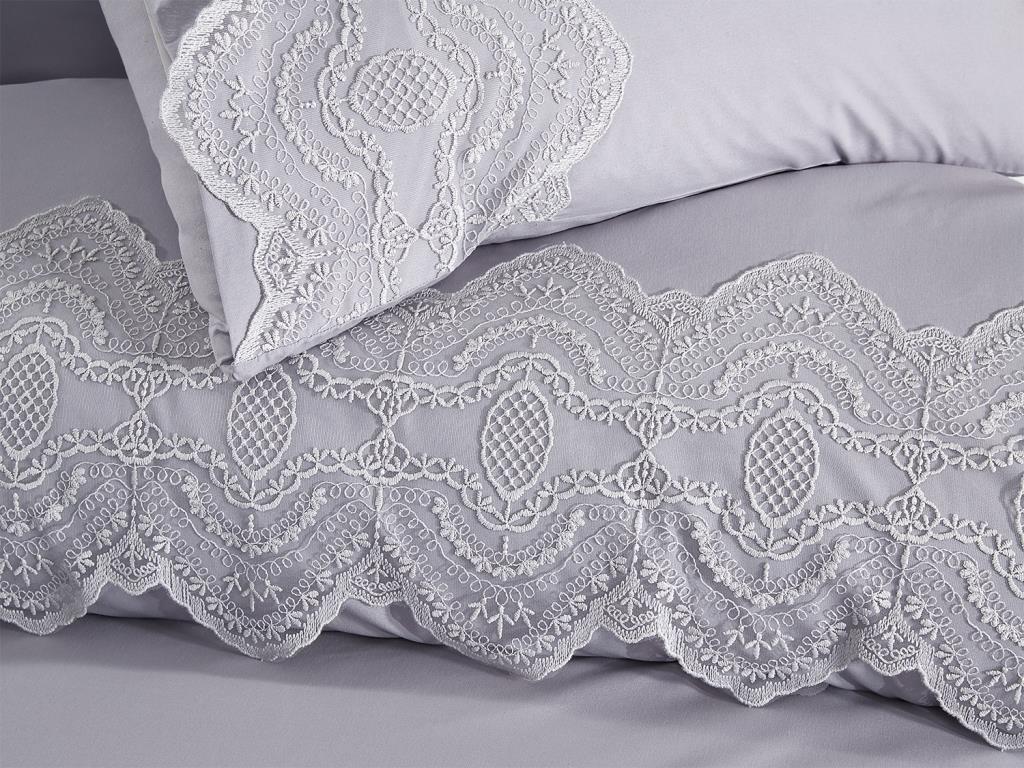 Комплект постельного белья Eslem 6 шт., пододеяльник, простыня, наволочка, двойной размер, с собственным рисунком, свадьба, повседневное использование, серый
