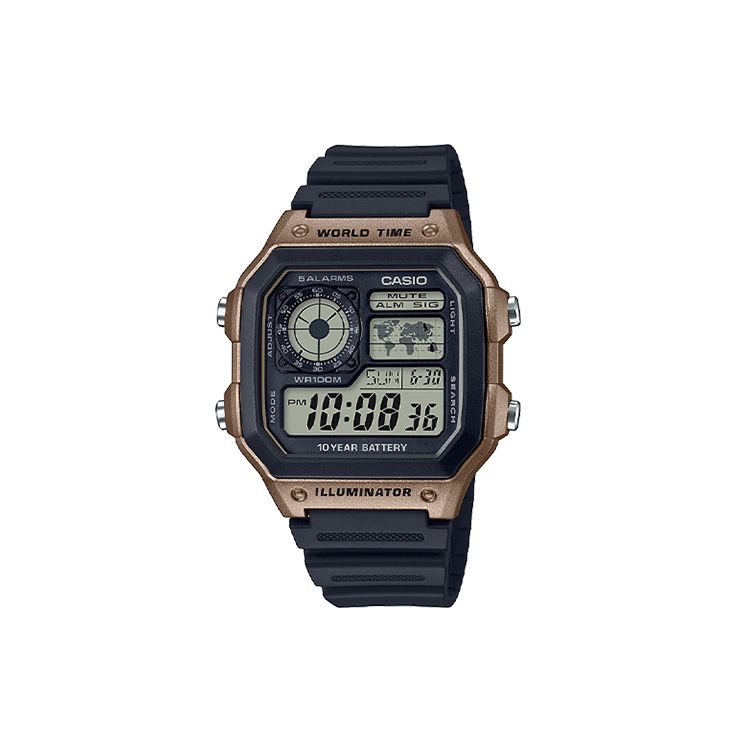 Casio Цифровая серия Квадратные Ретро Модные Водонепроницаемые Ударопрочные Спортивные Кварцевые Часы Ремешок из Смолы Мужские часы Серый AE1200WH-5AV