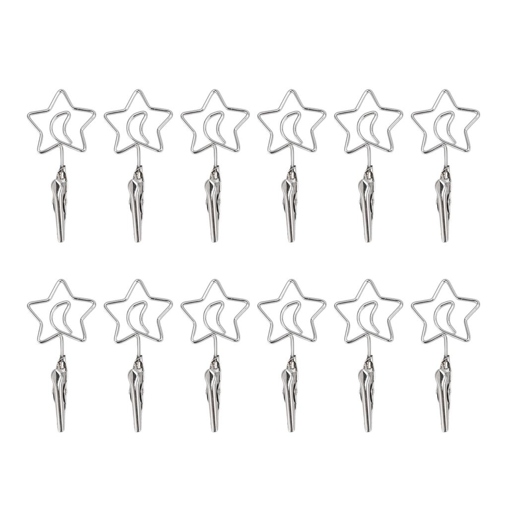 12pcs 2.8in Double Headed Memo Clip Metal Card Holder Wire Photo Clamp for Hanging Photo Display