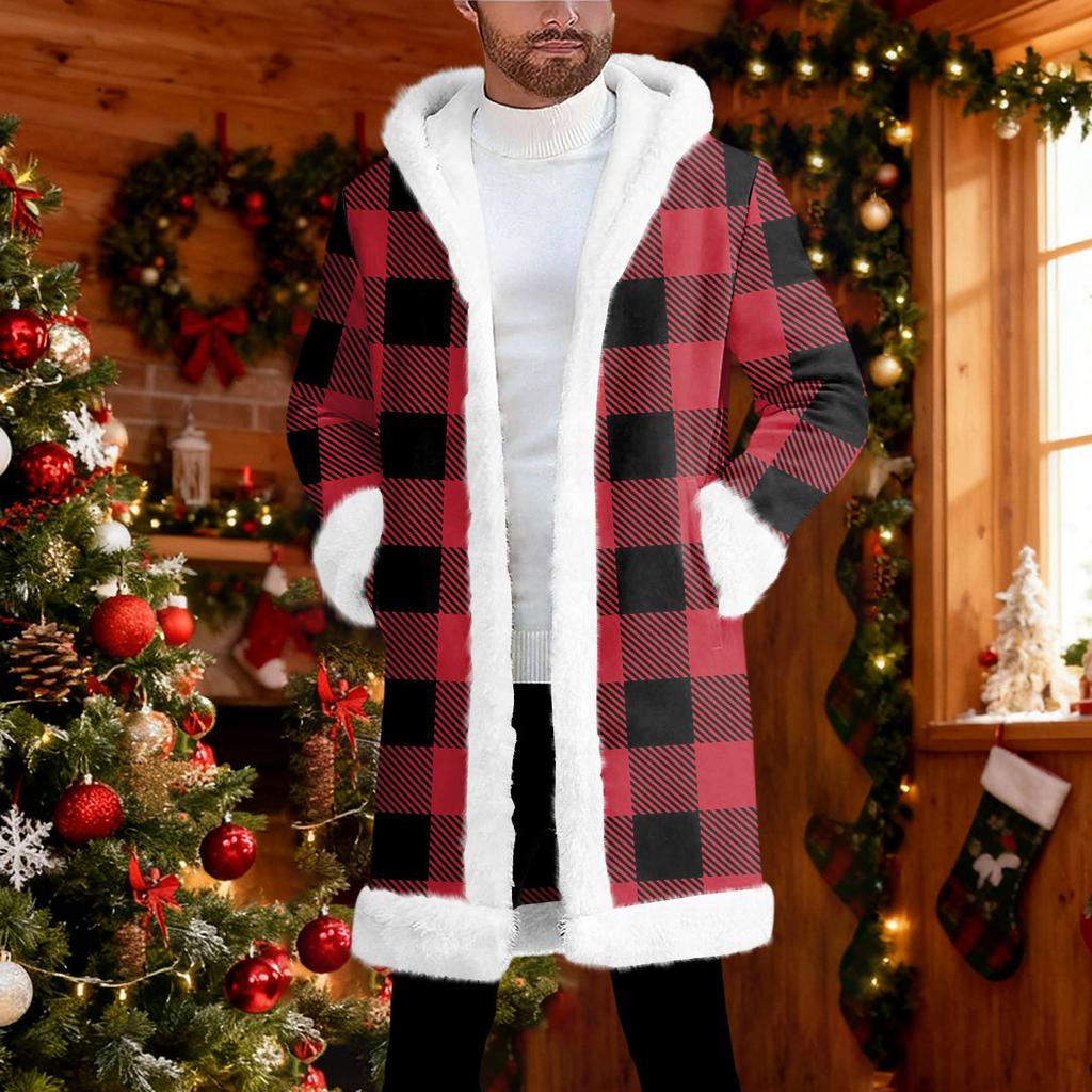 Мужской кардиган с капюшоном, длинное пальто для сохранения тепла