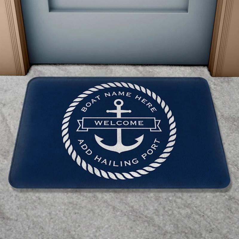 Добро пожаловать Абоаро Название Вашей лодки Так как Коврик для пола Персонализированный Морской ковер Коврик для двери Входной ковер для ванной Приветственный коврик