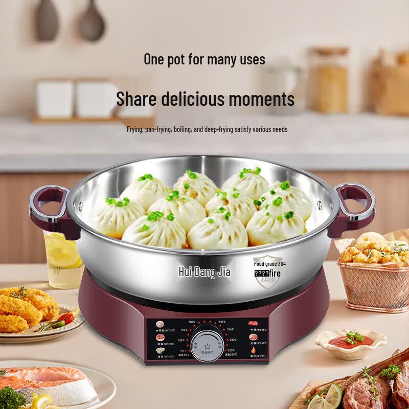 Hui Dang Jia Multifunctional Stainless Steel Electric Griddle CN plug (adapter included)