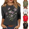 Women's Fashion Casual Printed Seven Sleeve Round Neck Top