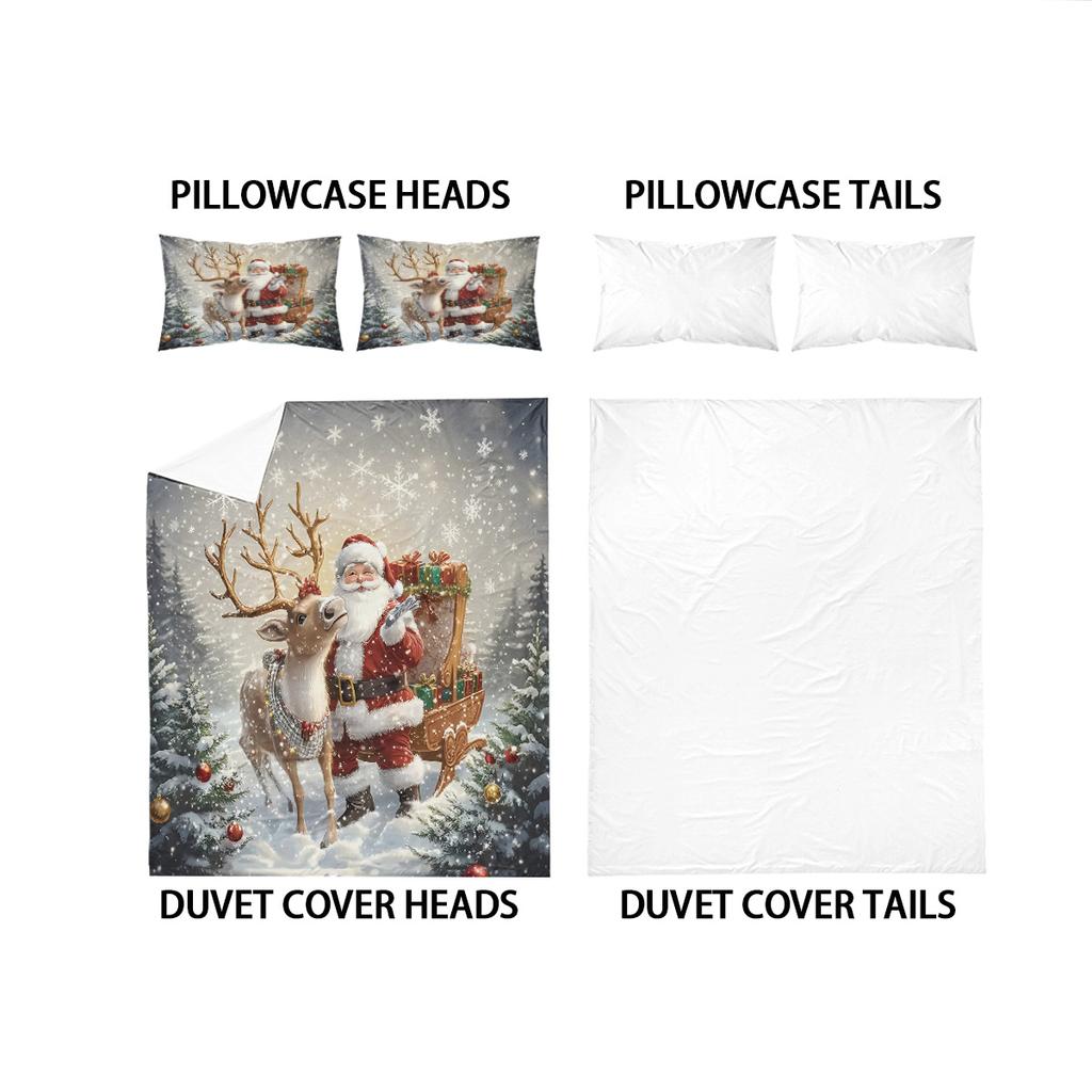 Santa Claus 3D Printed Bedding Set Cozy Duvet Cover Set King Queen Twin Single Size New Year Christmas Gift Bedroom Decoratiom