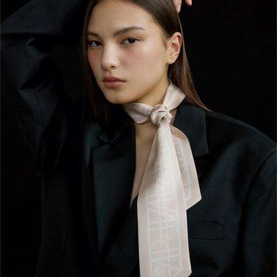 AVVINA PELLE Long Twilly Silk Scarf - AP Peach