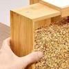 Бамбуковый дозатор для хлопьев с прозрачным окном, дозатор для еды с раздвижной крышкой, контейнер для сухих продуктов для риса, муки, макарон, закусок, организация кухонной кладовой и столешницы