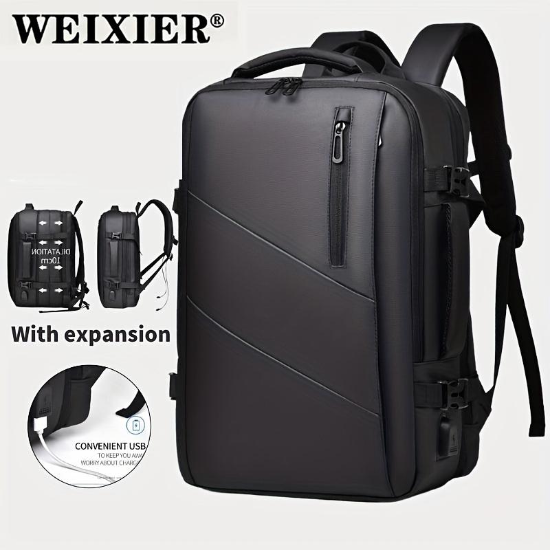 WEIXIER Men's Expandable Large Capacity Business Travel Luggage Bag 15.6-inch Laptop Bag With USB Charging Port Men's Backpack Student Bag