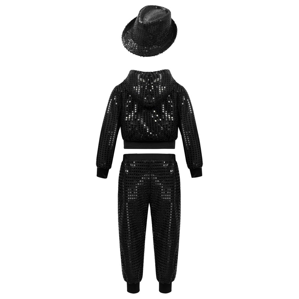 Children Dancewear Suits Kids Girls Boys Shiny Sequins Clothing Sets Hip Hop Dance Stage Costumes