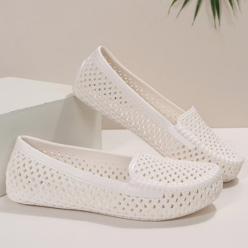 Женские сабо, прозрачные сандалии, домашняя нескользящая летняя обувь с дырочками, женские тапочки на плоской подошве, пластиковые женские садовые туфли из ЭВА для девочек