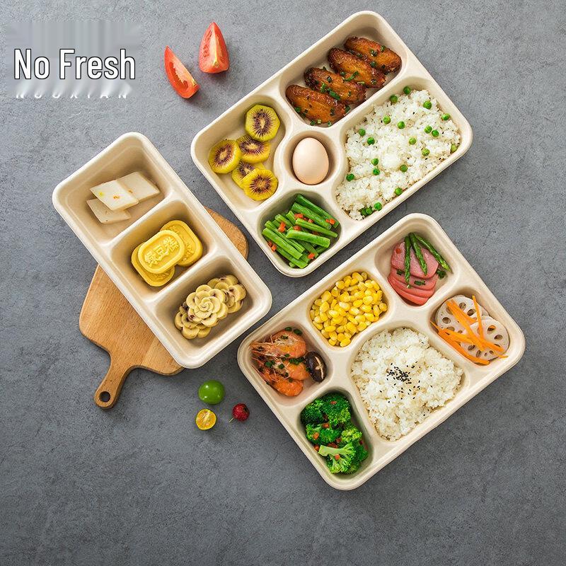 ZISIZ Disposable 4-Compartment Paper Pulp Lunch Box