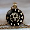 Wheel of Hekate Goddess Symbol Pendant Necklace Hecate Witchcraft Wicca Triple Moon Handmade Pendant Necklace