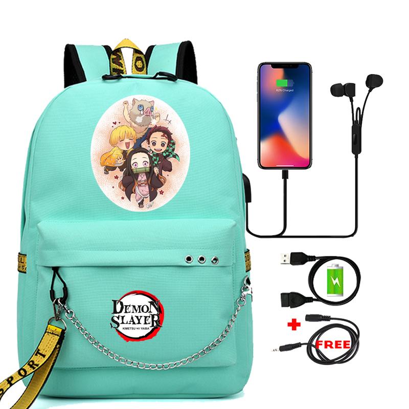 Аниме Demon Slayer Nezuko Bookbag Подростковый рюкзак Школьные ранцы для мальчиков и девочек Mochilas Мультяшный принт Сумка для ноутбука Снова в школу Рюкзак