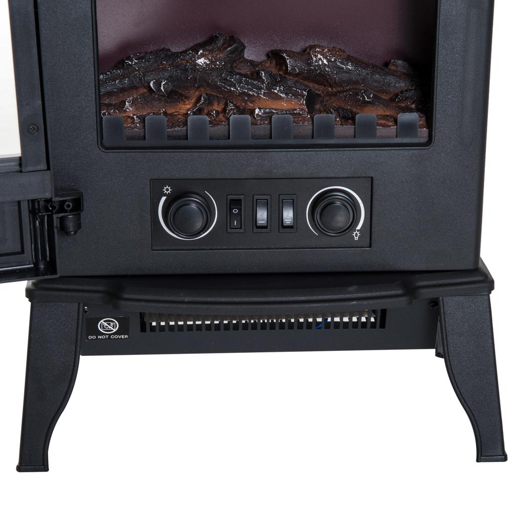 Electric Fireplace LED Flames 1000 2000 W Adjustable Temperature And Brightness Metal 39 X 23 X 56.5 Cm