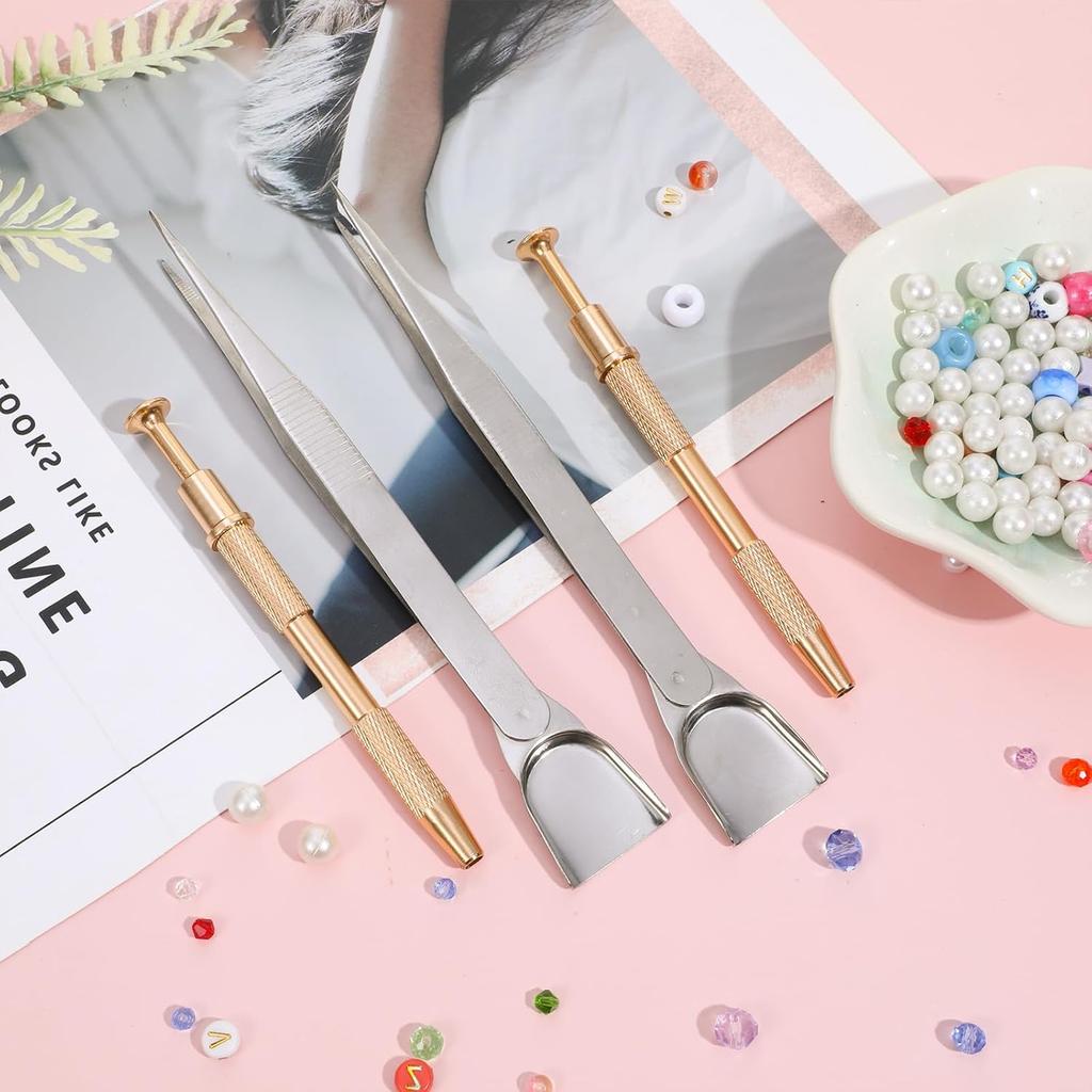 4 PCS Stainless Steel Sprinkle Pen, Pearl Grabber, Sugar Bead Pick Up Tool, Dragee Holder With 4 Prong, Edible Candy Catcher for Cake, Cupcake, Ice