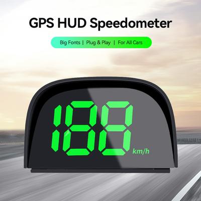 Универсальный автомобильный HUD-дисплей с цифровым дисплеем высокой четкости, светодиодный GPS-спидометр, оповещение о превышении скорости, интеллектуальный датчик Plug And Play