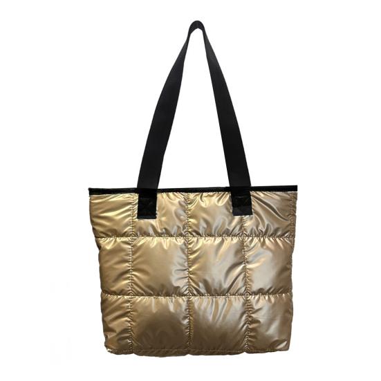 Сумка-тоут женская стеганая на плечо глянцевая пухлая сумочка легкая застежка-молния кошелек для работы путешествий спортзала шопинга