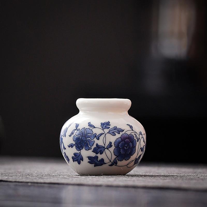 1 шт. Мини-ваза креативная сине-белая маленькая банка для украшения дома супер маленькая ваза сине-белая фарфоровая 4,5x4 см