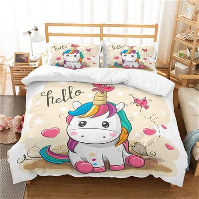 Единорог мультфильм 3D комплект постельного белья пододеяльники наволочки Роскошное постельное белье для девочек Детский домашний декор Queen King Size