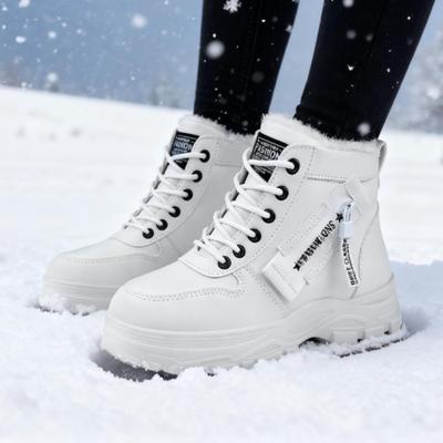 Снежные ботинки для мужчин и женщин Модные и теплые Толстые хлопковые ботинки Водонепроницаемые На шнуровке Средняя голень Хлопковые ботинки
