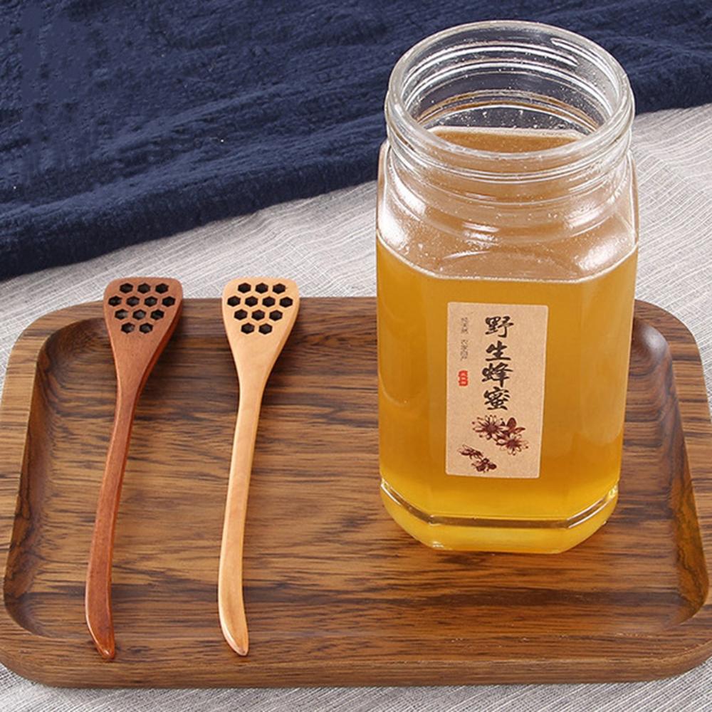 Comb Kitchen Wooden Long Handle Drizzler Handmade Mixing Stick Spoon Honey Dipper Stirrer
