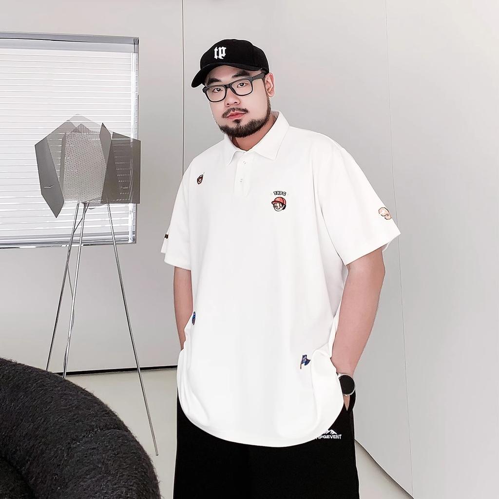 Американская вышивка Модное влагоотводящее Мягкое Качественное Дышащее Мужское Свободное Поло--Устойчивая к Сминанию Повседневная Спортивная Футболка с Коротким Рукавом и Воротником