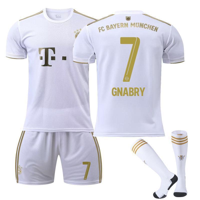 2223 Bayern Away White No. 17 Mane 4 Dericht 25 Muller Jersey Football Uniform Set Sportswear