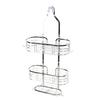 Shower Caddy Hanging Over Head Iron Bathroom Organizer Shelves with Soap Holder 2 Hooks for Towels Sponge Silver