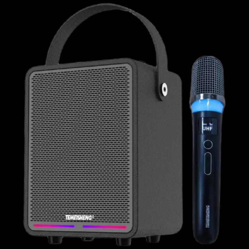 TEMEISHENG Ark V12 Portable Bluetooth Wooden Speaker with Microphone CN plug (adapter included) (CN version)