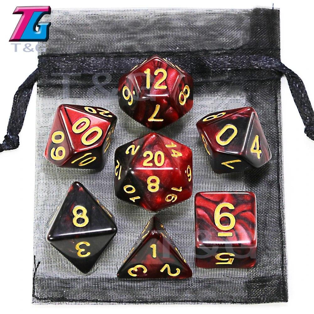 Игровые кости DND, ролевые игральные кости, набор кубиков для смешивания цветов с сумкой, 9 различных стилей, доступных для портативных игрушек, DND, RPG, TRPG, игры
